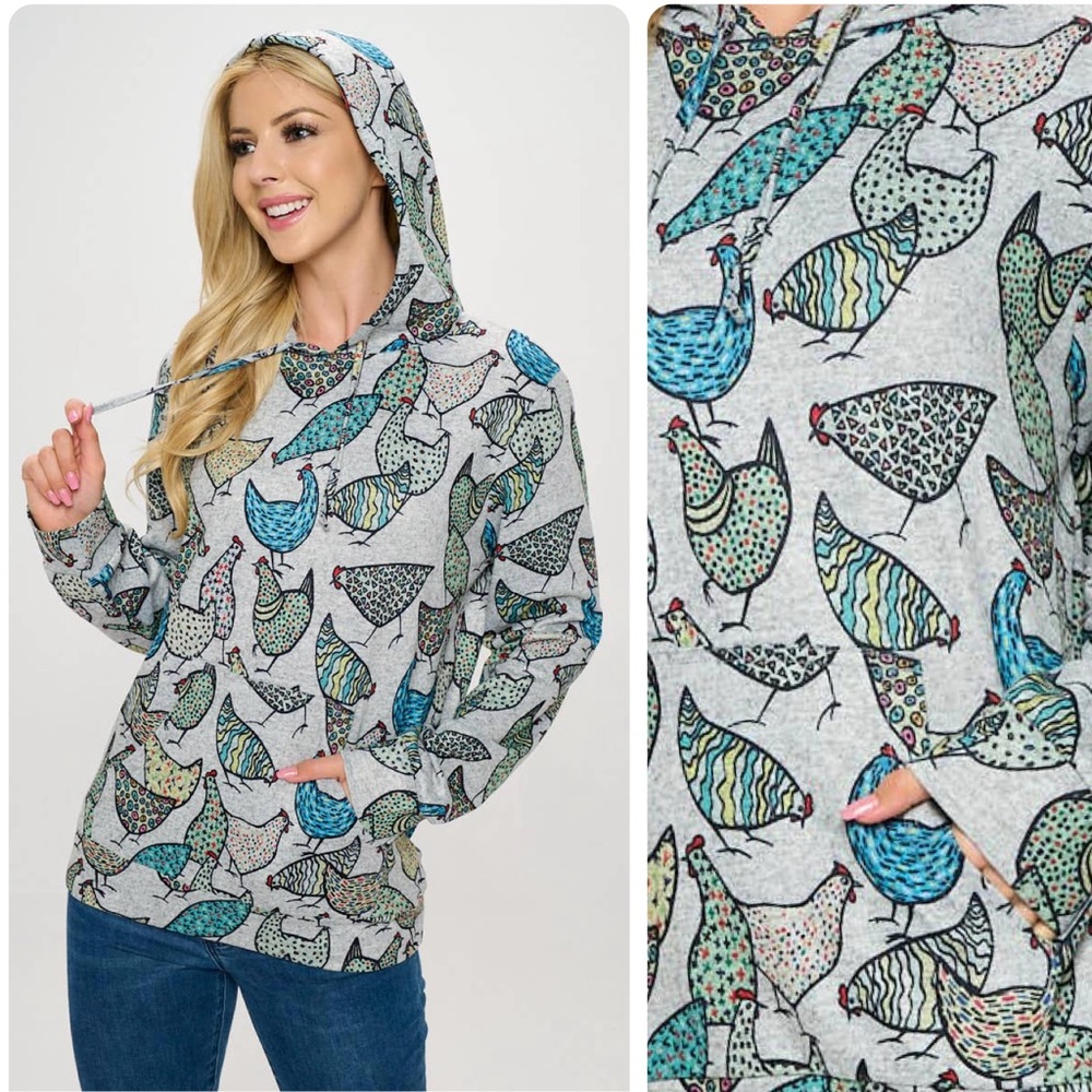 Chicken Pullover Long Sleeve Sweater Sweatshirt Hoodie